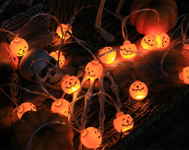 2025 Halloween Decoration Led Light String Pumpkin Skull Eyeball Shaped Lamp String Trick Or Treat Lantern Horror Halloween Day