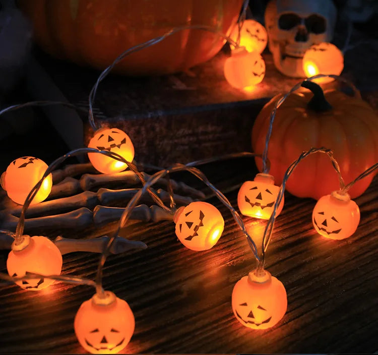 2025 Halloween Decoration Led Light String Pumpkin Skull Eyeball Shaped Lamp String Trick Or Treat Lantern Horror Halloween Day