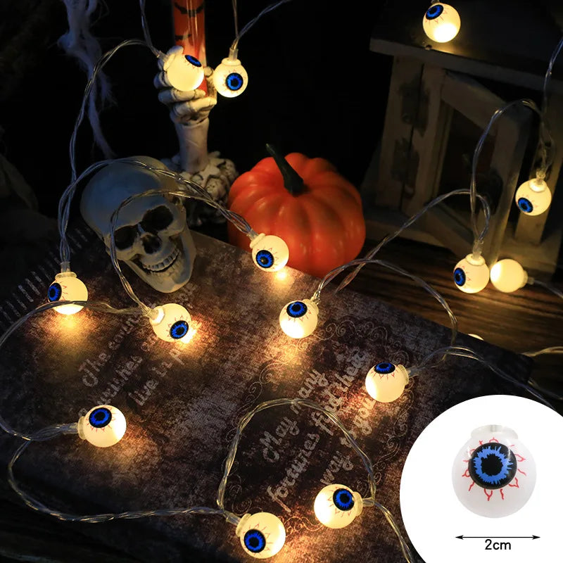 2025 Halloween Decoration Led Light String Pumpkin Skull Eyeball Shaped Lamp String Trick Or Treat Lantern Horror Halloween Day